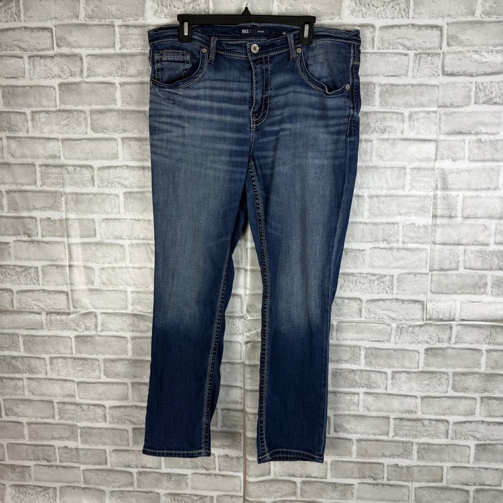 BKE Nolan Slim Fit Jeans Mens 38x30 Medium Wash Denim ABS2682 Coolmax Stretch